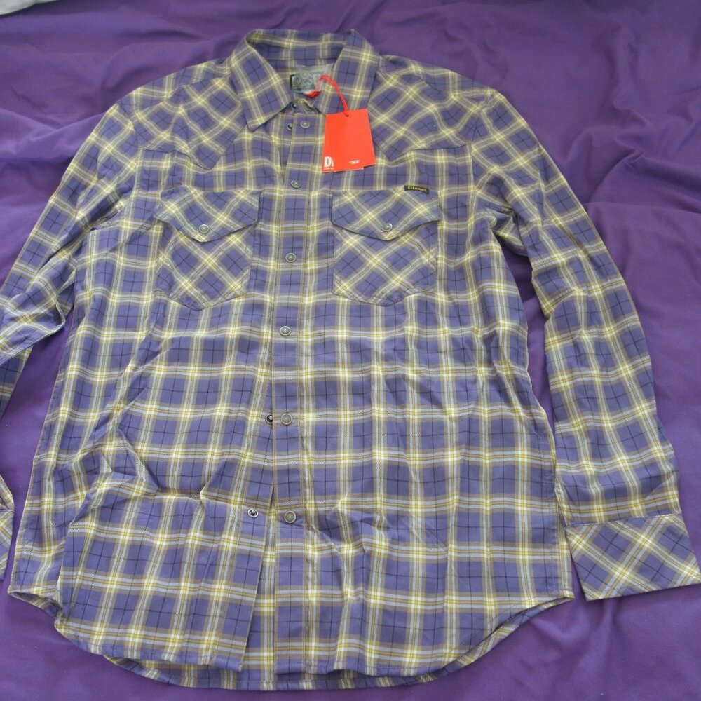Diesel S-OCEAN-CHECK-NW A06280 OLFAJ COL64I Size Small Snap In Button Down Shirt
